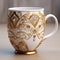 Golden And Fancy 3d Mug With Playfully Ornate Design