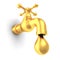 Golden Faucet Tap With Drop On White Background