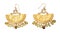 Golden female earrings with gemstones