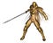 Golden Female Fantasy Warrior - fighting pose