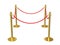 Golden fence, stanchion with red barrier rope