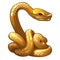 Golden figure of snake. Chinese horoscope symbol. Eastern astrology. Sculpture isolated on white background. Vector