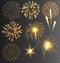 Golden Firework Salute Burst on Transparent Background