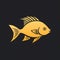 Golden Fish Logo: Simple Flat Vector Illustration On Black Background