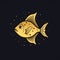 Golden Fish Vector Logo: Simple Flat Design In Gold Color