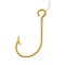 Golden Fishing Hook. 3d Rendering