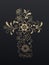 Golden floral Christianity cross.