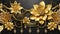 Golden floral splendor 3D mural for exquisite interior decoration