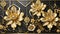 Golden floral splendor 3D mural for exquisite interior decoration