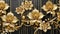 Golden floral splendor 3D mural for exquisite interior decoration