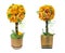 Golden flowerpot with artificial flowers