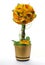 Golden flowerpot with artificial flowers