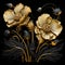 Golden Flowers: Modern Sculptural Engraving Art Graphic For Web And Desktop Design