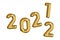 Golden foil balloons shape year number 2022 isolated