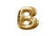 Golden foil letter. Balloon j letter. 3d rendering