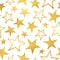 Golden foil stars isolated on white seamless pattern