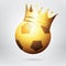 Golden Football / Soccer Ball With Crown. Photo-realistic Vector