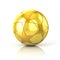 Golden football - soccer ball with star pattern on white