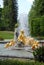 Golden fountain with the water column, in front of Linderhof Castle in Bavaria (Germany)