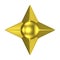 Golden four pointed star 3D