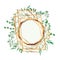 Golden frame dodecagon with foliage isolated icon