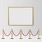 Golden frame for picture with gold stanchions barrier. Mock up template for famous painting vector illustration