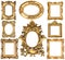 Golden frames. Baroque style antique objects. Vintage collection
