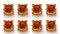 Golden frames with red buttons for RPG game banners and elements. Empty fantasy square frames isolated on a white