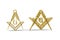Golden freemasonry icon isolated on white background