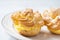 Golden french custard cream puff pastry