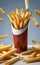 golden french fries and sauce ai generated