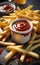 golden french fries and sauce ai generated