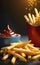 golden french fries and sauce ai generated