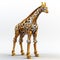 Golden Futurist Giraffe 3d Model With Metal Texture On White Background