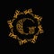 The golden G arabic islamic style Logo symbol letter with black backgroundfor Moslem festival