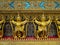 Golden garuda holding naga statue row with ornamental decoration