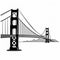 Golden Gate Bridge Drawing Vector - Monochrome Black Outline Graphic