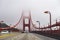 Golden Gate Bridge engulfed by fog and clouds, San Francisco