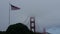 Golden Gate Bridge with flag