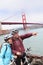 Golden gate bridge - happy biking couple portrait