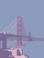 Golden Gate Bridge Linking San Francisco to Marin County California WPA Art Deco Poster