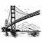 Golden Gate Bridge: Noir Comic Art Inspired Monochrome Graphic
