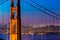 Golden Gate Bridge San Francisco sunset through cables