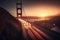 Golden Gate Bridge at sunset, San Francisco, California, USA. Generative AI