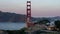 Golden Gate Bridge on sunset sky background in San Francisco