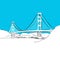 Golden Gate Bridge, vector, Blue Series