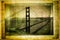 Golden gate bridge in vintage filtered and textured style