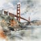 Golden Gate Bridge watercolor