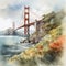 Golden Gate Bridge watercolor