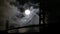 Golden Gate Silhouette at night under cloudy sky full moon